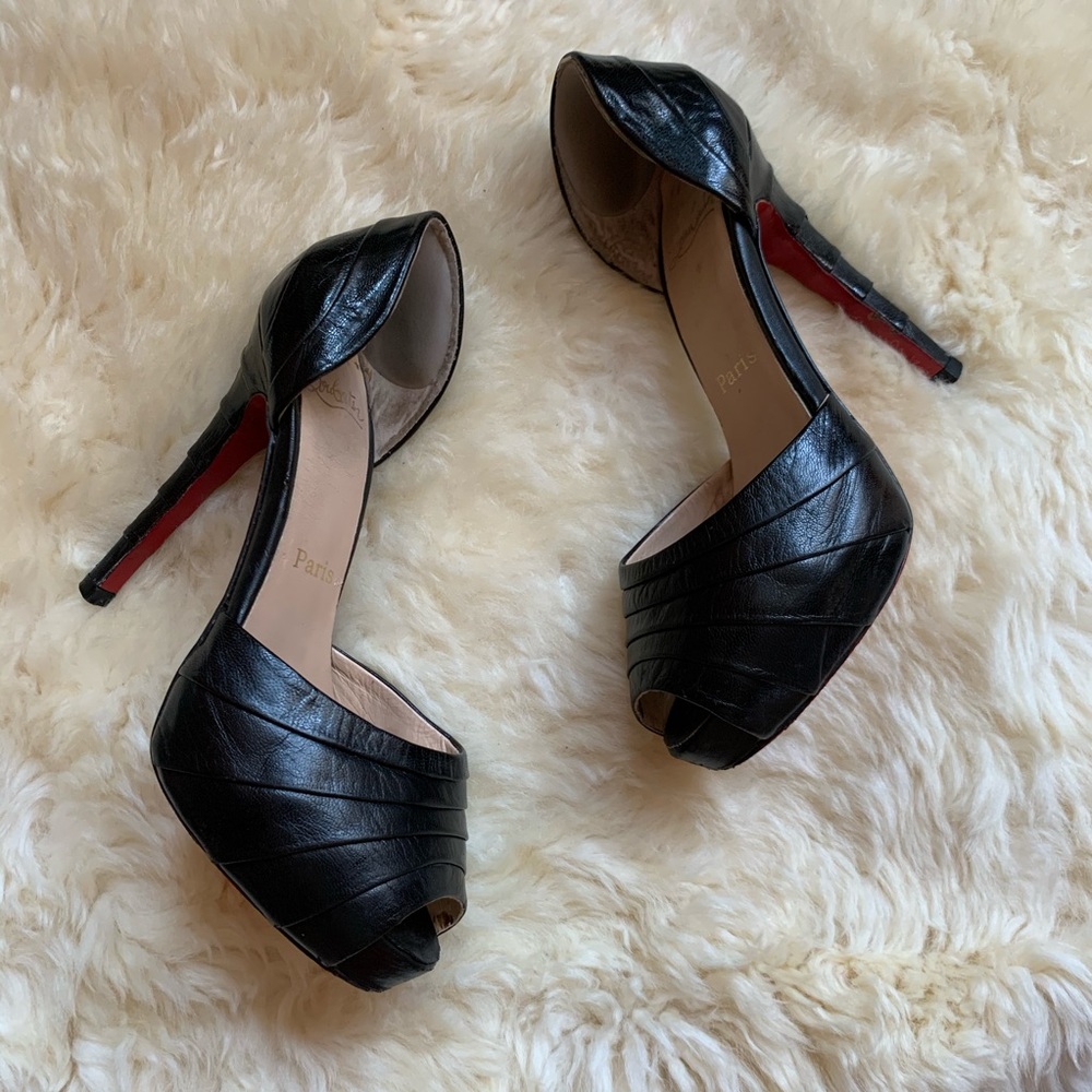 CHRISTIAN LOUBOUTIN Nappa Armadillo Peep-Toe Pumps